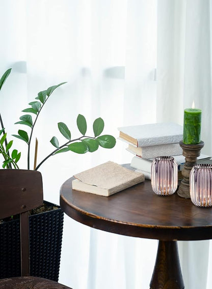 Serene Spaces Living Smoke Grey Optical Glass Votive Holder, Perfect for Weddings and Home Décor, Measures 5" Tall and 3.5" Diameter