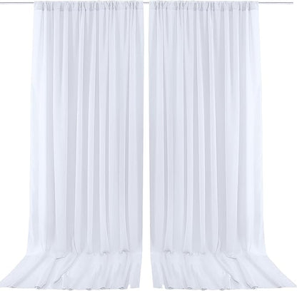 PARTISKY 10x10ft White Chiffon Sheer Backdrop Curtains (2 Panels 5x10ft Each) -Wrinkle-Free Drapes for Wedding, Birthday Party & Photography Stage Decor