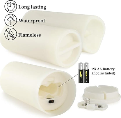 pliadvbu Flameless Pillar Candles with 4 Remote Control and Timer,Realistic Waterproof LED Candles, Long Lasting, Pack of 24 (H 4" 5" 6" x D 2.2"),for Christmas Decorations,Table,Aniversary