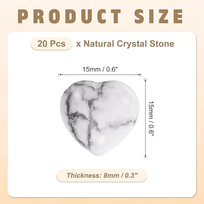 PATIKIL 20 Pcs Natural Heart Shaped Crystal Stone, 0.6 Inch Mini Polished Love Gemstone Crystal, Pocket Rock Engraved Worry Stones for Women Gifts Meditation, White Gray
