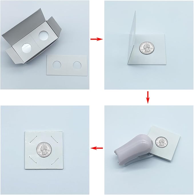 200 PCS Premium Cardboard Coin Flips 2 x 2 inch Coin Collection Supplies for Small Dollar, Mylar Coin Flips Coin Holders for Collectors (Small Dollar Coin Flips)