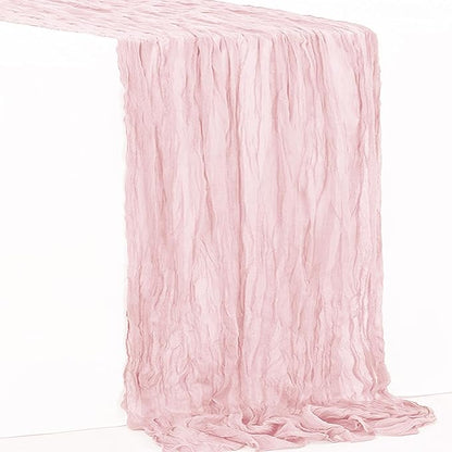 6 Pack Dusty Pink Cheesecloth Table Runner 35x120 Inch 10Ft Rustic Gauze Cheese Cloth Table Runner Sheer Cheesecloth Table Runners for Wedding Party Bridal Shower Decoration