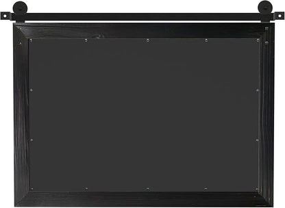 COGOOD Farmhouse Barn Door Mirror - 25" x 18" Rustic Wood Framed Decrative Mirror for Bathroom, Living Room, Entryway Wall Decor (Black)