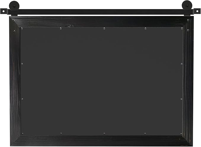 COGOOD Farmhouse Barn Door Mirror - 41" x 26" Rustic Wood Framed Wall Mirror for Bathroom, Living Room, Entryway Wall Decor (Black)