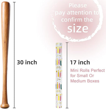 Yarcony Birthday Candle Wrapping Paper Roll - 17Inch X 33Feet - Elegant Rainbow Gold Foil Candles Gift Wrap Paper for Girl's Birthday, Christmas, Holiday, Party and Sophisticated Celebration