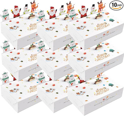 Cartoon Boxes With Lids - 3D Stand Bear Santa Claus Snowman Elk Merry Christmas Candy Boxes Kraft Paper Cookie Boxes for Gift Giving Decorations Party Small Present Box 10pcs