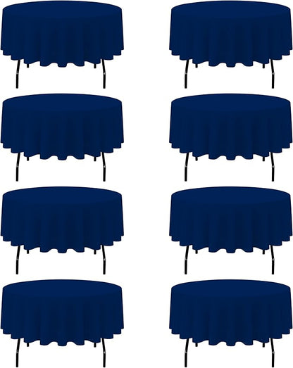 BRILLMAX 8 Pack Navy Blue Round Tablecloths 90 Inch - Circle Bulk Linen Polyester Fabric Washable Table Cloth Cover for Wedding Reception Banquet Birthday Party Buffet Restaurant