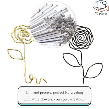 HAHIYO 18Gauge White Paper-Wrapped Metal Floral Wire 14 Inches(36cm), 70 Pack Flexible Paddle Wires Florist Wire Garden Wires for Craft Christmas Wreath Flower Arrangement Bouquet Wrapping Wedding DIY