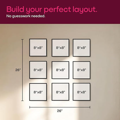 Mixtiles Official - Custom Photo Tiles - Personalized Printed Photos - Magnetic Wall Frames - Adhesive Sticker, No Nails - Various Sizes and Frames - 8x8-9Tile - White Frame