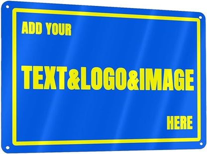 Custom Signs Outdoor Metal Sign - 12 x 8 Customized Personalized Aluminum for Office, Home, Business, Decor, Road Signs, Rust-Proof (Yellow Text Box)