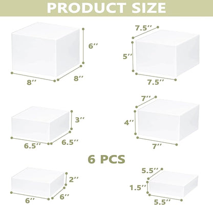 6Pcs Buffet Risers, Food Risers for Buffet Table, Acrylic Cube Display Risers with Hollow Bottom, Food Display Stand for Party Jewelry Dessert Figures (Size 5.5",6",6.5",7",7.5",8")