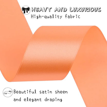 Orange Solid Satin Ribbon 1-1/2 Inch 50 Yards Solid Polyester Fabric Ribbon for Gift Wrapping Wedding Christmas Baby Shower Birthday Party Decoration Handmade Immortal Flower Craft