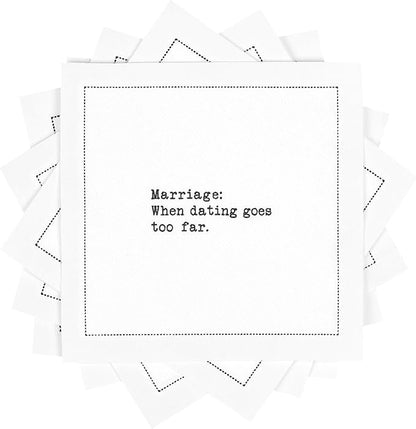 Five Star Napkins Marriage Quotes, White Cotton Cocktail Napkins, Beverage Napkins, Bar Napkins, Cloth Napkins, Party Napkins, Events, Holidays, Weddings, Birthdays, Disposable, 4.5" x 4.5"- (50x)