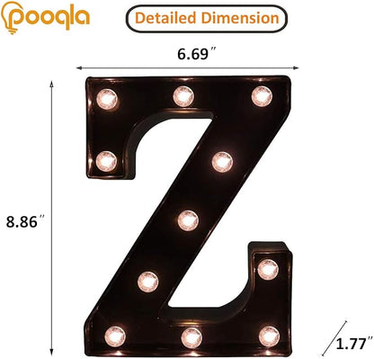 Decorative LED Illuminated Letter Marquee Sign - Alphabet Marquee Letters with Lights For Wedding Birthday Party Christmas Night Light Lamp Home Bar Decoration Z, Black