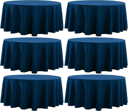 Round Tablecloth 120 Inch Tablecloth 6 Pack Navy Blue Table Cloths Washable Decorative Linen Polyester TableClothes Cover for Dining Table Banquets Buffet Parties and Wedding