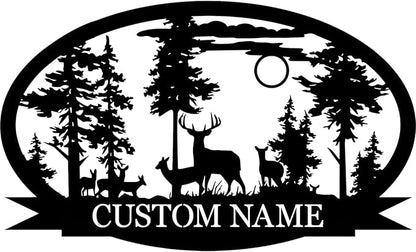 Personalized Deer Metal Cabin Sign | Custom Metal Sign | Personalized Camping Signs | Deer Hunter Gift | Custom Signs Outdoor Metal | Custom Family Name Sign | Cabin Decor | Porch Sign