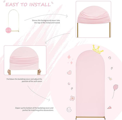 SoarDream Pink Spandex Arch Cover 6FT Wedding Arch Backdrop Cover Stretchy Backdrop Chiara Wall Arch Stand Cover for Wedding Birthday Balloon Decorations- Ideal for Balloon Arches