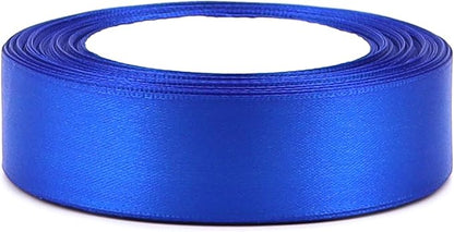 Blue Solid Satin Ribbon 1 Inch 25 Yards Solid Polyester Fabric Ribbon for Gift Wrapping Wedding Christmas Baby Shower Birthday Party Decoration Handmade Immortal Flower Craft