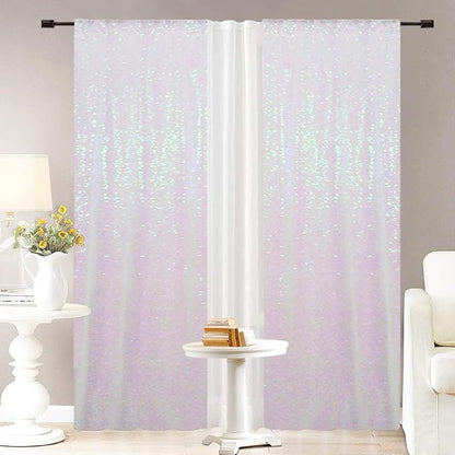 Eternal Beauty Sequin Backdrop Curtains, 2x8 Ft-2 Panels White Iridescent Back Drop for Shimmer Photography Party Wedding Birthday Decor