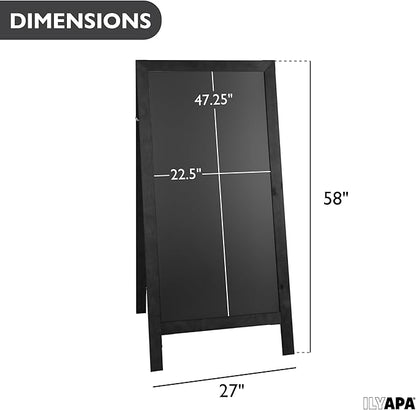 Ilyapa A-Frame Chalkboard Sidewalk Sign - 58 x 27 inches, Folding Standing Sandwich Sign – Sturdy Freestanding Black Magnetic Sandwich Menu Display