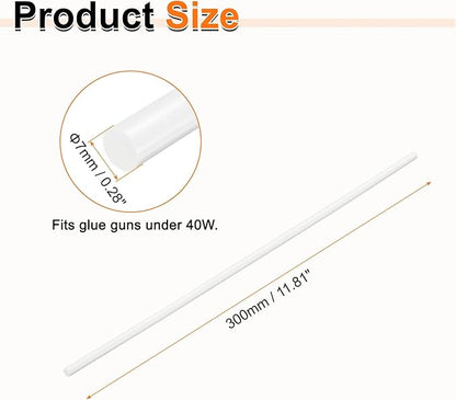 HARFINGTON 10pcs Hot Glue Sticks 0.28" Dia x 11.81" Long EVA Mini Hot Melt Adhesive Glue Stick for Hot Melt Gun Wood Plastic Glass Flowers Fabrics Foam, White