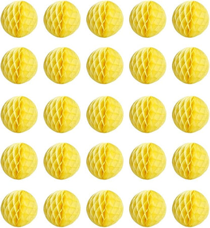 20pcs Honeycomb Decoration - Paper Flower Balls, Tissue Pom Poms for Birthday Wedding Home Decor (3inch, Yellow)