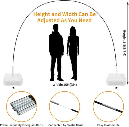 RUBFAC Balloon Arch Kit and Balloon Pump, 10Ft Wide Adjustable Balloon Arch Stand for Floor Frame with Electric Pump Bases Balloon Accessories for Birthday Party Baby Shower Festival Decorations