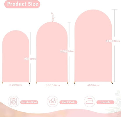 7.2FT Dusty Rose Arch Cover - Polyester Fitted Wedding Arch Stand Covers Round Top Chiara Arch Backdrop Cover for Birthday Party Banquet Photo Background Decoration