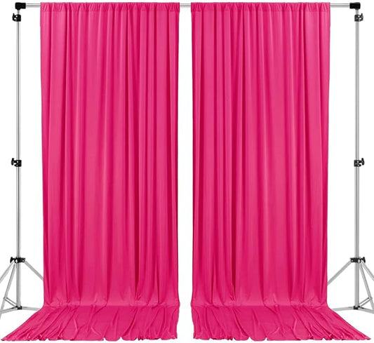 AK TRADING CO. 10 feet x 8 feet IFR Polyester Backdrop Drapes Curtains Panels with Rod Pockets - Wedding Ceremony Party Home Window Decorations - Fuschia