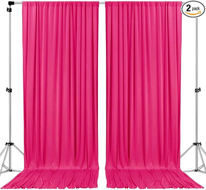 AK TRADING CO. 10 feet Wide x 12 feet Long IFR Polyester Backdrop Drapes Curtains Panels with Rod Pockets - Wedding Ceremony Party Home Window Decorations - Fuchsia