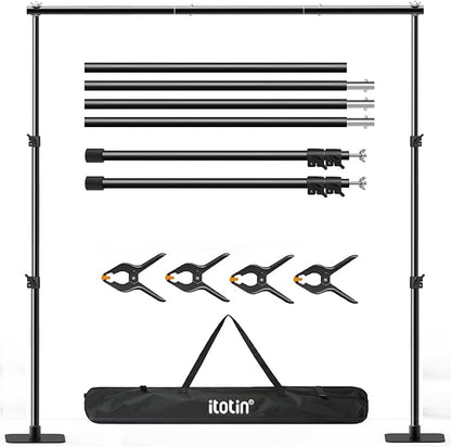 Backdrop Stand, 10×7ft Background Stand Backdrop Frame Banner Stand with Metal Flat Base, Multi-Purpose Stand for Party, Wedding Decoration, Photography