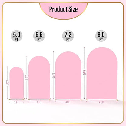 LEBENGURU Upgraded 5FT Wedding Arch Cover, Light Pink Spandex Fitted Arch Backdrop Cover, Round Top Chiara Stand Covers for Birthday Party Baby Shower Banquet Balloon Décor