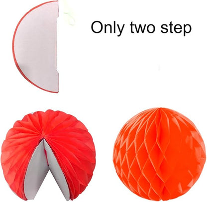 Hanging Paper Fan Set, Tissue Paper Pom Poms Flower Fan and Honeycomb Balls for Birthday Baby Shower Wedding Festival Decorations - Red Black and White