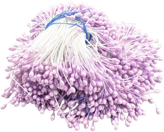 HAHIYO 700Pcs 3mm Light Purple Pearl Double Head Flower Stamen - Artificial Pistil for Floral Making, Scrapbook Decoration