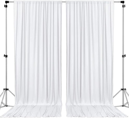 AK TRADING CO. 10 feet x 8 feet IFR Polyester Backdrop Drapes Curtains Panels with Rod Pockets - Wedding Ceremony Party Home Window Decorations - White