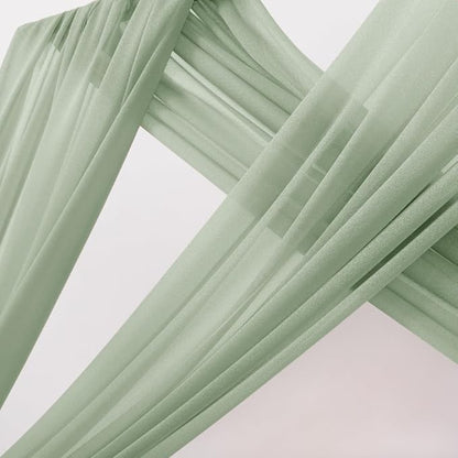 MLMC Sage Green Wedding Arch Draping Fabric 1 Panel 29" x 20 FT Extra Long Gauze Drapes Sheer Backdrop Curtains 6.6 Yards Outdoor Drapery Panels for Wedding Ceremony Party Ceiling Decoration