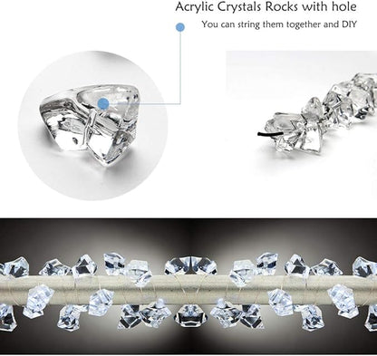 1000Pcs Vase Fillers, Crystal Beads Stones Crafts Small Clear Fake Ice Cubes Acrylic Rock Diamond Stones Clear Rocks Crystals Acrylic for Christmas Decor Home Wedding Birthday Decoration Arts & Crafts