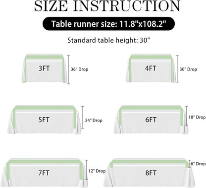 10 Pack Sage Green Satin Table Runner 12x108 Inches Long, Bright Silky Smooth Satin Table Runner Table Decor for Wedding Banquet Christmas Prom Event Birthday Party