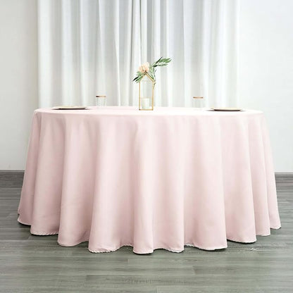 Efavormart Round Tablecloth, 120 Inch Stain & Wrinkle Resistant Washable Table Cloth, Decorative Polyester Fabric Table Cover for Banquet, Wedding, Dining - Blush