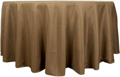 Efavormart Round Tablecloth, 120 Inch Stain & Wrinkle Resistant Washable Table Cloth, Decorative Polyester Fabric Table Cover for Banquet, Wedding, Dining - Taupe