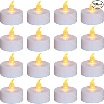 Nancia 100PACK Flameless LED Tea Lights Candles, Realistic and Bright Flickering Long Lasting 200Hours Battery-Powered, Ideal Party, Wedding, Birthday, Gifts Home Decoration Warm Yellow