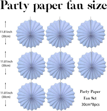 White Party Decorations,Wedding Decorations for Party Events Accessories,White Birthday Decor,Anniversary Decorations,Birthday Decorations for Men 12in Hanging Paper Fans 30 Color DIY Set(White)