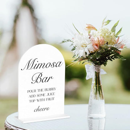 Mimosa Bar Sign, Open Bar Signs, Wedding Engagement Bridal Shower Decor for Reception Ceremony Party, Weddings White Acrylic Sign