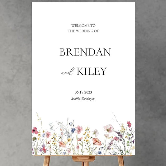 Spring Wildflower Wedding Welcome Signs, Welcome Sign Wedding, Customized Wedding Welcome Sign, Custom Wedding Welcome Sign