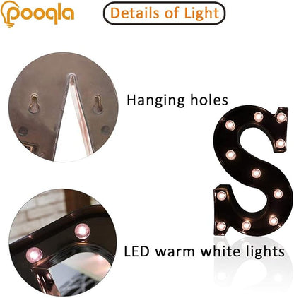 LED Illuminated Letter Marquee Signs - Alphabet Letters Lights for Wedding Birthday Party Christmas Night Light Lamp Home Bar Decoration (S - Black)