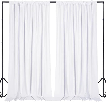 Sugargirl 10x10FT White Backdrop Curtains Polyester Photo Backdrop Drapes Curtains 2 Panels with Rod Pockets for Party Birthday Wedding Photography Home Decoration