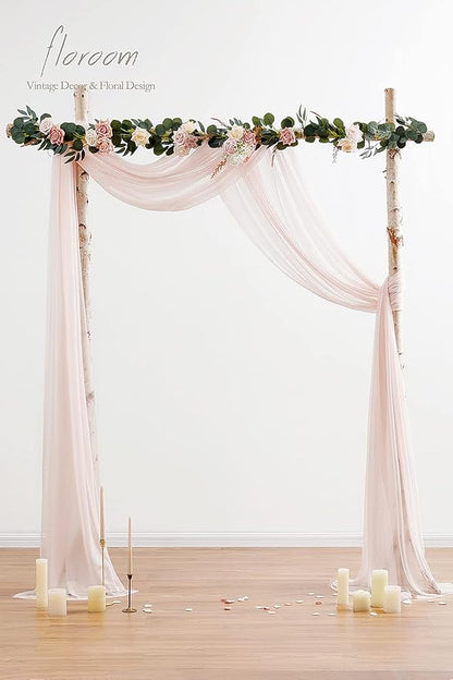 Floroom Wedding Arch Draping Fabric 2 Panels 20Ft Blush Chiffon Fabric Drapes Arbor Drapery Wedding Ceremony Reception Swag Decorations