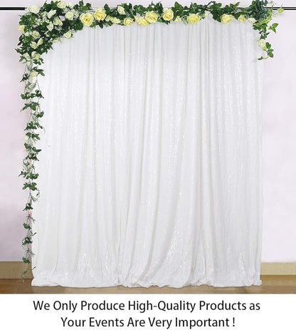 ShinyBeauty Photobooth Background Best Choice-7FTx7FT-White-Sequin Photography Backdrop Curtains for Wedding