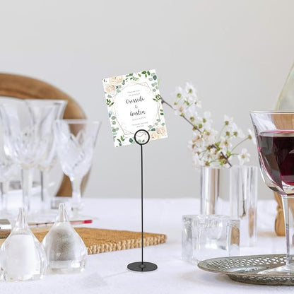 Urban Deco 36PK Table Number Holders Place Card Holders 12 Inch Table Card Holders Steel Card Holders for Photos, Food Signs, Memo Notes, Weddings, Restaurants, Birthdays (Black 36PK)