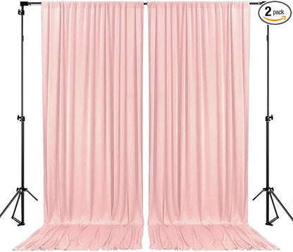 10 x 7 Feet Light Pink Backdrop Curtain for Partie, Background Curtains for Photoshoot, Birthday, Wedding, Halloween, Thanksgiving, Christmas, New Year Party Decorations 5Ft x 7Ft, 2 Panels